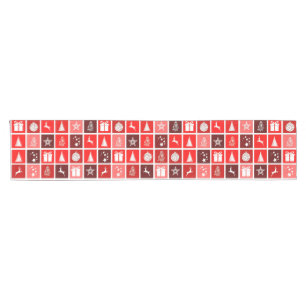 Red Christmas Holiday Cute Tree Reindeer  Short Table Runner