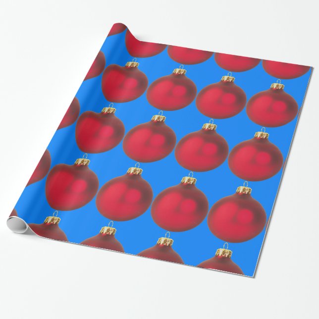 Red Christmas Holiday Decoration Wrapping Paper (Unrolled)