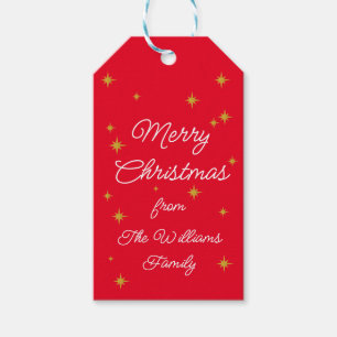 Red Christmas Holiday Personalized Family Name Gift Tags