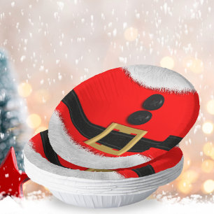 Red Christmas Holiday Santa Party Paper Plates