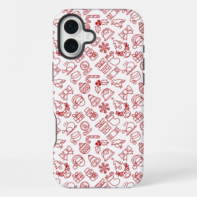 Red Christmas Icon Pattern iPhone Case (Back)