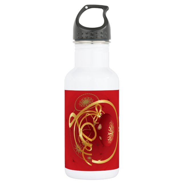 Red Christmas Jingle Bells Have a Blessed Nice Day 532 Ml Water Bottle (Front)