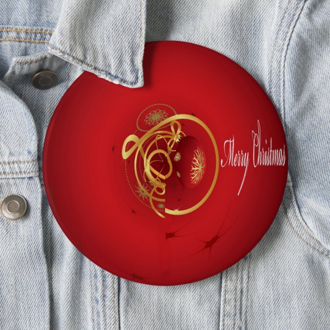 Red Christmas Jingle Bells Have a Blessed Nice Day 6 Inch Round Button (In Situ)