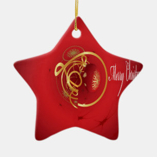 Red Christmas Jingle Bells Have a Blessed Nice Day Ceramic Ornament