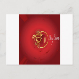 Red Christmas Jingle Bells Have a Blessed Nice Day Holiday Postcard