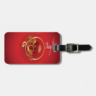 Red Christmas Jingle Bells Have a Blessed Nice Day Luggage Tag