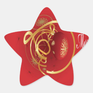 Red Christmas Jingle Bells Have a Blessed Nice Day Star Sticker