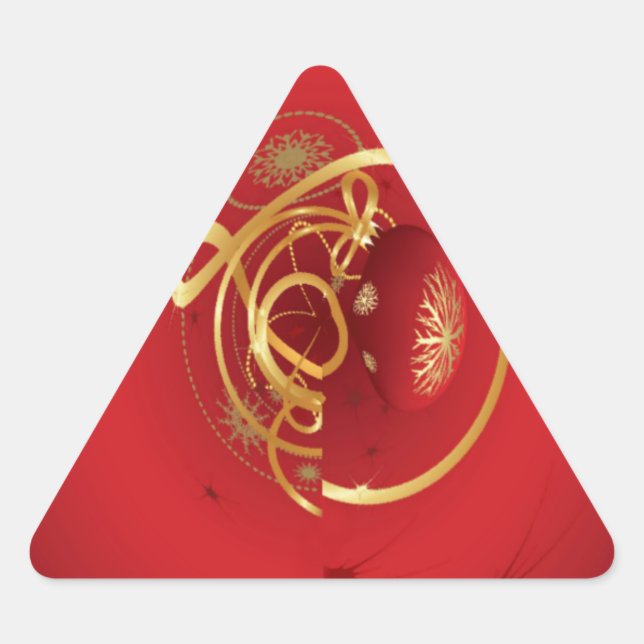 Red Christmas Jingle Bells Have a Blessed Nice Day Triangle Sticker (Front)