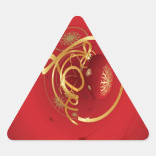 Red Christmas Jingle Bells Have a Blessed Nice Day Triangle Sticker