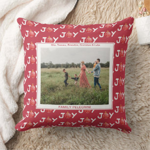 Red Christmas Joy Throw Pillow