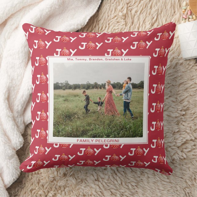 Red Christmas Joy Throw Pillow (Blanket)