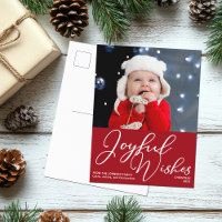 Red Christmas Joyful Wishes Festive Photo Holiday