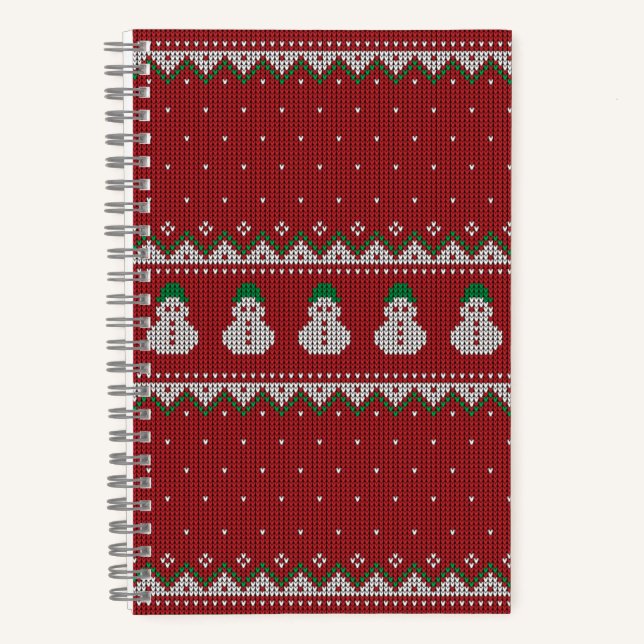 Red Christmas Knit Apple Pattern | Winter Holiday Notebook (Front)