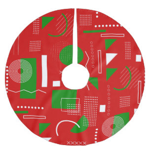 red christmas memphis vintage geometric 1990s brushed polyester tree skirt