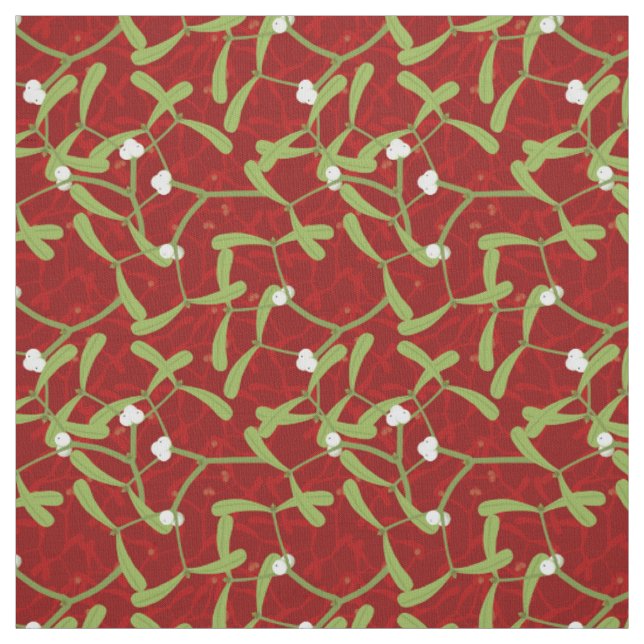 red christmas mistletoe fabric (Swatch)