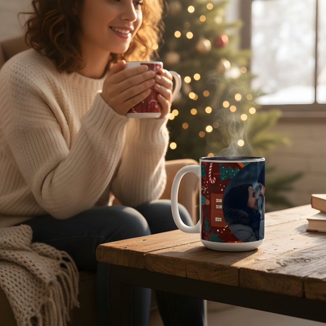 Red Christmas Mug with Custom Photo Festive  (Creator Uploaded)