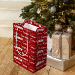 Red Christmas Name Collage Personalized Medium Gift Bag<br><div class="desc">This cute red personalized Christmas gift bag is customized with your name in 9 different beautiful fonts. A cute custom present bag with white typography for holiday gifts.</div>