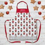 Red Christmas Nutcracker Pattern Apron<br><div class="desc">A simple pattern of a red,  black,  and silver Christmas nutcracker decorates this apron. Makes a fun Christmas gift. Personalize it with your name this Christmas season.. Designed for you by Blackberry Boulevard.</div>