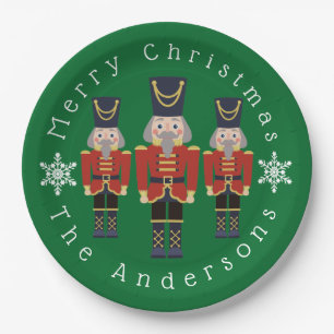 Red Christmas Nutcrackers Personalize Paper Plate