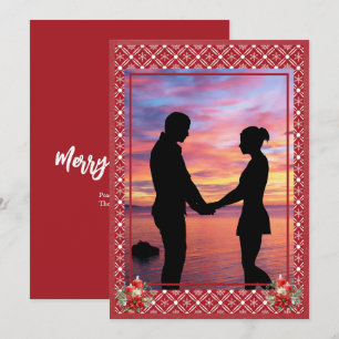 Red Christmas One Photo Snowflake Holiday Card