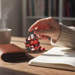 Red Christmas Ornament – Festive Holiday Design Keychain