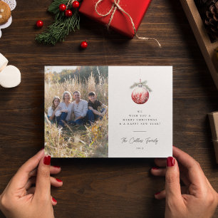 Red Christmas Ornament Holiday Photo Card