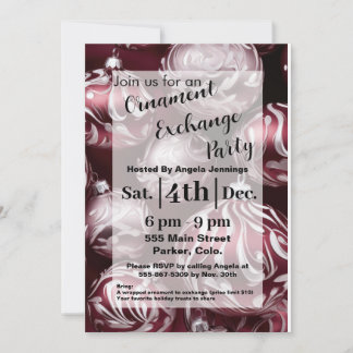 Red Christmas Ornament Party Invitation Cards