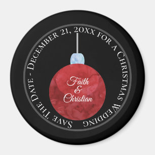 Red Christmas Ornament/Save the Date/Wedding Magnet