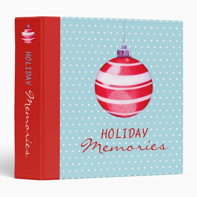 Red Christmas Ornaments blue Holiday Binder (Front/Spine)