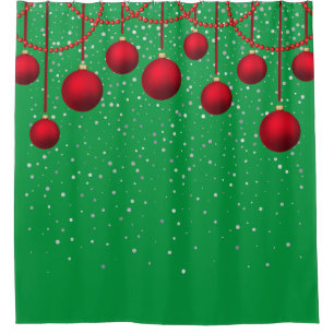 Red Christmas Ornaments on Green 