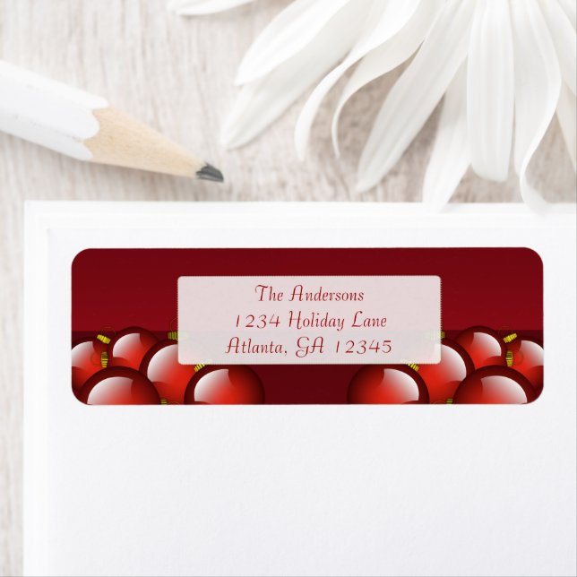 Red Christmas Ornaments Return Address (Insitu)