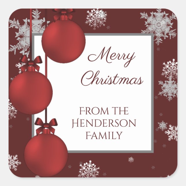 Red Christmas Ornaments Sticker (Front)