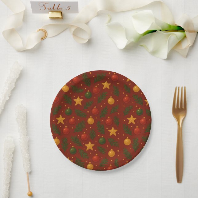 Red Christmas Paper Plates – Classic Holiday Party (Wedding)