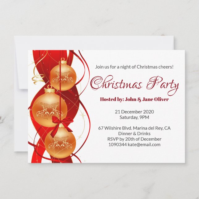 Red Christmas Party Holiday Cheers Classic Invitation (Front)