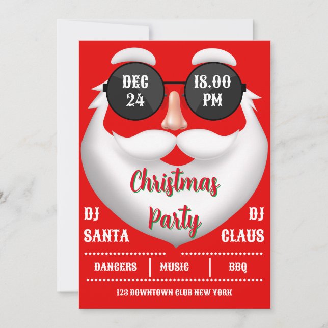 Red Christmas Party Invitation (Front)