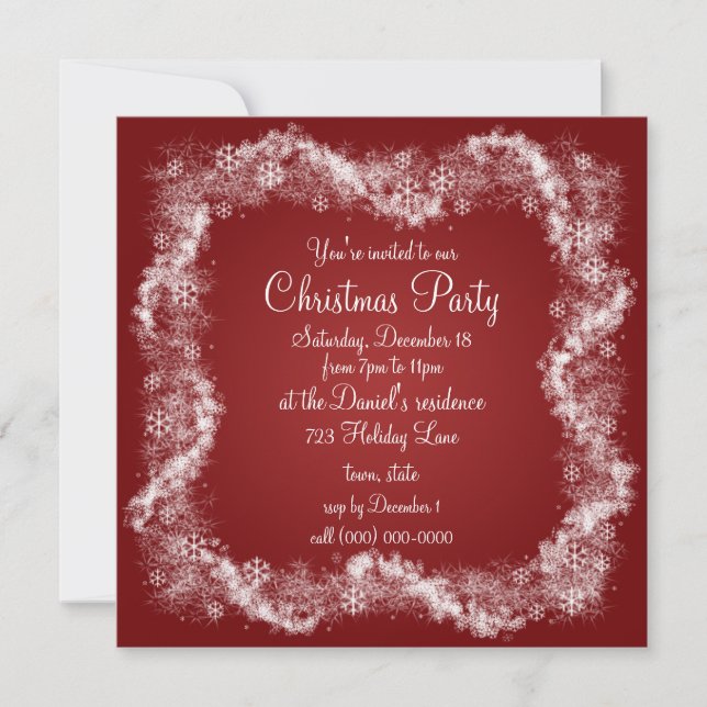 Red Christmas Party Invitations Holiday Xmas (Front)