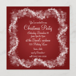 Red Christmas Party Invitations Holiday Xmas