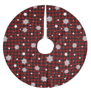 Red Christmas Pattern Brushed Polyester Tree Skirt