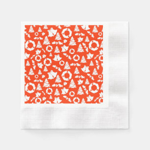 Red Christmas Pattern Coined Cocktail Paper Napkin