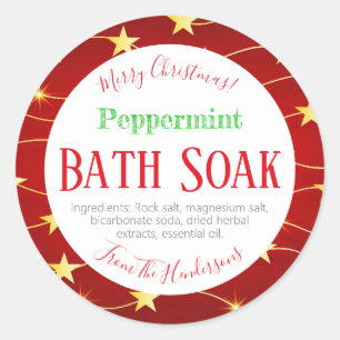 Red Christmas Peppermint Bath Bomb Bath Salt Soak Classic Round Sticker