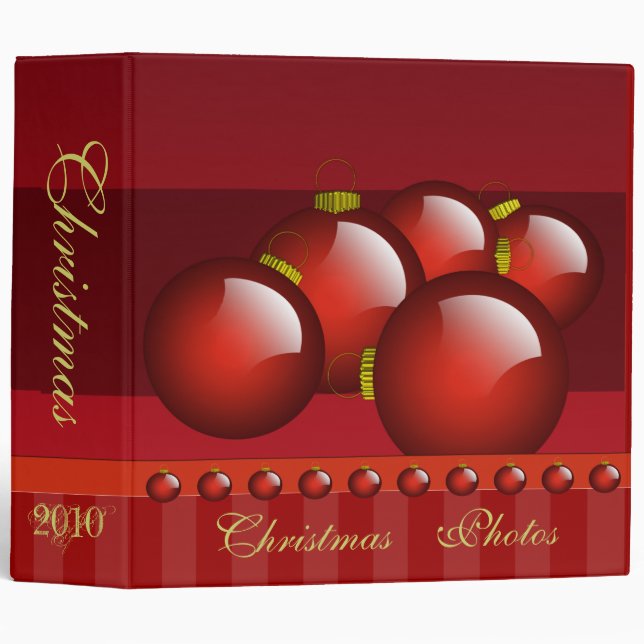 Red Christmas Photo Binder With Stripes (Front/Spine)