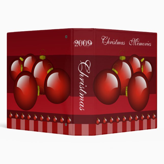 Red Christmas Photo Binder With Stripes (Background)