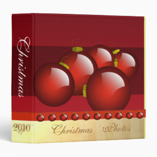 Red Christmas Photos Binder With Stripes