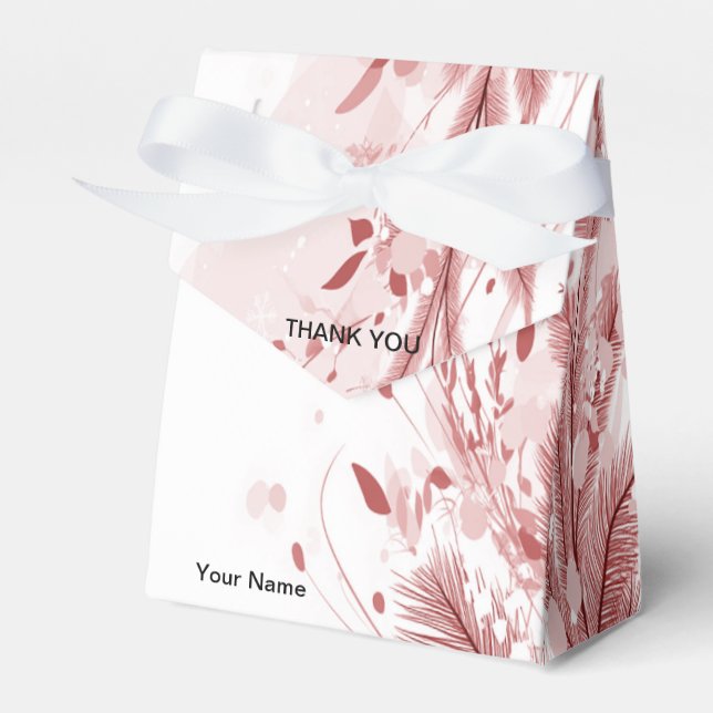 Red Christmas Pine Tree Snow Decoration Beautiful Favor Box (Front Side)