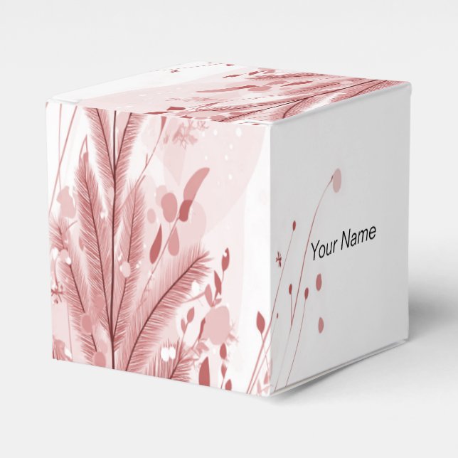 Red Christmas Pine Tree Snow Decoration Beautiful Favor Box (Front Side)