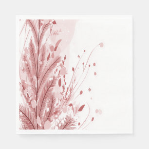 Red Christmas Pine Tree Snow Decoration Beautiful Napkin