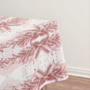 Red Christmas Pine Tree Snow Decoration Beautiful Tablecloth