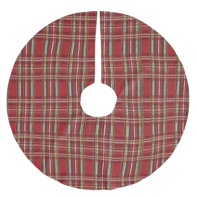 Red Christmas Plaid  Brushed Polyester Tree Skirt (Front)