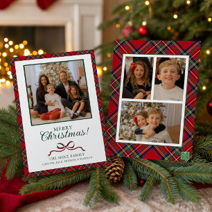 Red Christmas Plaid Photo Holiday Card