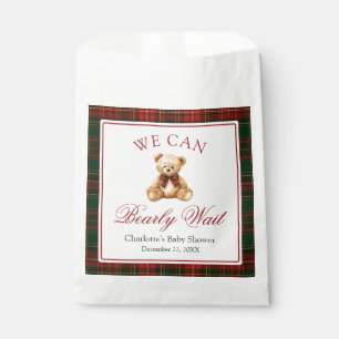 Red Christmas Plaid Winter Teddy Bear Baby Shower Favour Bag
